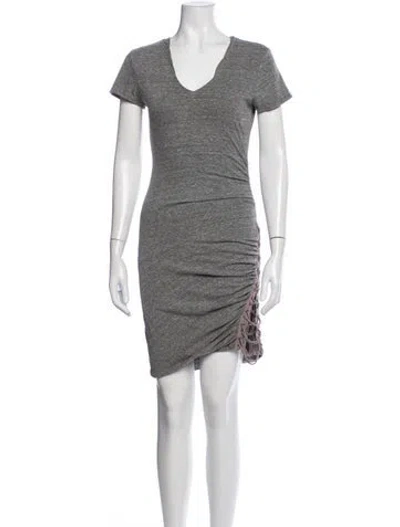 Pre-owned Pam & Gela V-neck Mini Dress In Grey