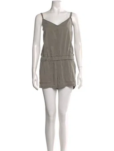 Pre-owned Pam & Gela V-neck Romper In Green