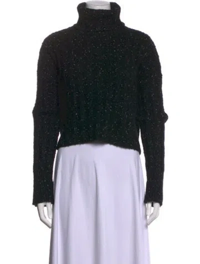 Pre-owned Pam & Gela Wool Tweed Pattern Sweater In Black