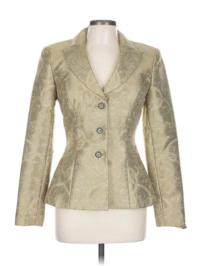 Pre-owned Pamela Dennis Silk Blazer Jacket In Gold