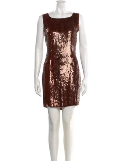 Pre-owned Pamela Dennis Vintage Mini Dress In Brown