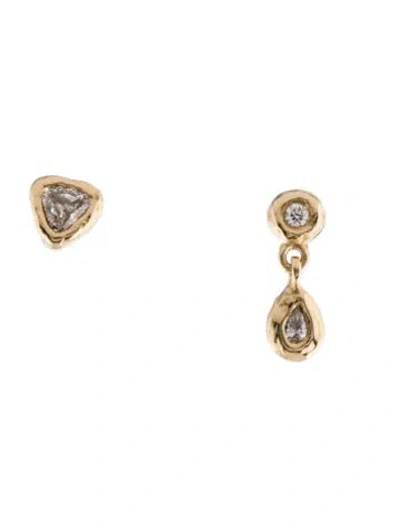Pre-owned Pamela Love 14k Diamond Stud Earrings In Multi