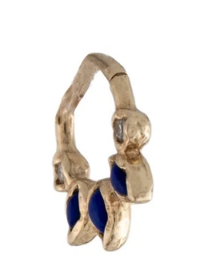 Pre-owned Pamela Love 14k Lapis Lazuli & Diamond Single '6mm Cluster Clicker' Earring In Multicolor