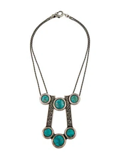 Pre-owned Pamela Love Blue Stone Pendant Necklace, 17"