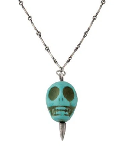 Pre-owned Pamela Love Dyed Howlite Skull Pendant Necklace, 20" In Multi
