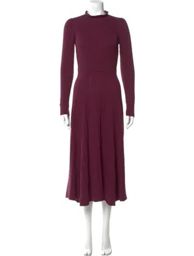 Pre-owned Pamela Love Mock Neck Long Dress In Burgundy
