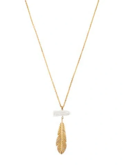 Pre-owned Pamela Love Pearl & Crystal Sara Brisa Pendant Necklace, 20" In Multi