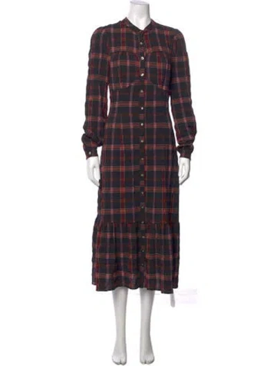 Pre-owned Pamela Love Plaid Print Long Dress In Multi