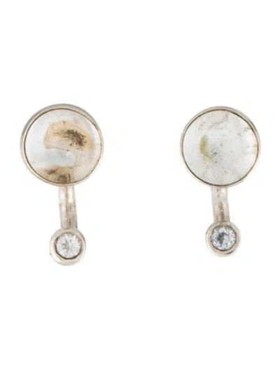 Pre-owned Pamela Love Quartz & Topaz Gravitational Stud Earrings In Multicolor