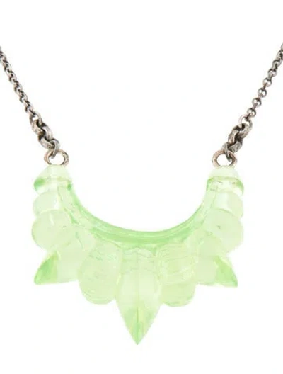 Pre-owned Pamela Love Resin Tribal Spike Pendant Necklace, 18" In Green