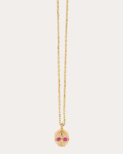 Pamela Love Women's Momento Mori 14k Gold Ruby Skull Pendant Necklace