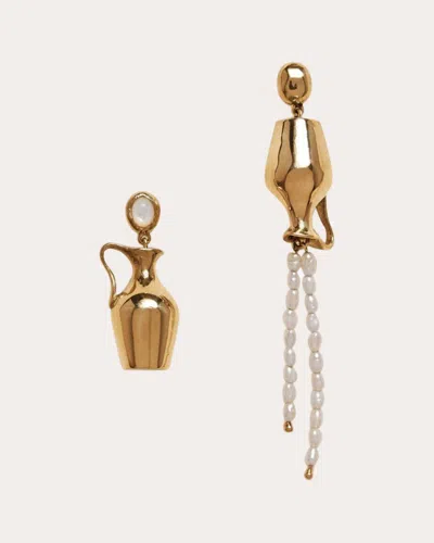 Pamela Love Women's Vessel Pearl Earrings In Gold