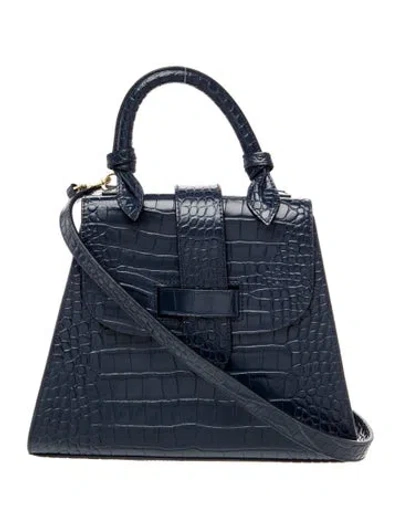 Pre-owned Pamela Munson Leather Top Handle Bag In Blue