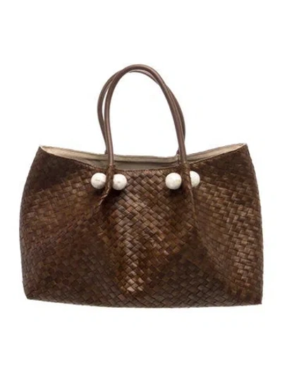 Pre-owned Pamela Munson Leather Tote In Brown