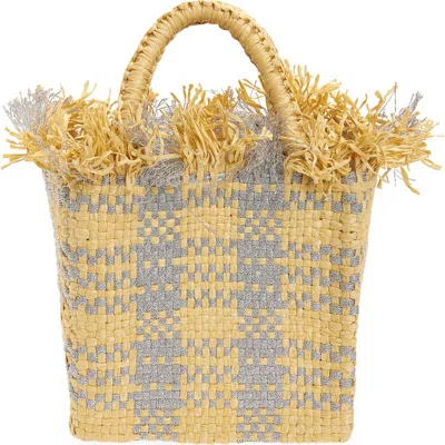 Pamela Munson Mini Check Mate Raffia Handbag In Multi