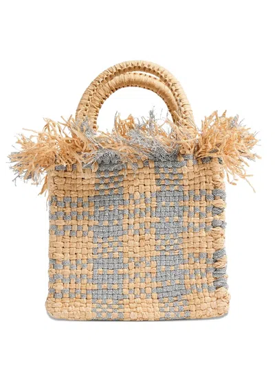 Pamela Munson Mini Check Mate Woven Tote Bag In Neutral