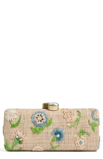 Pamela Munson Petite Fleur Raffia Clutch