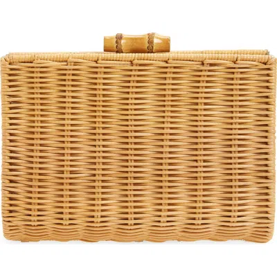 Pamela Munson Petite Rattan Clutch In Brown
