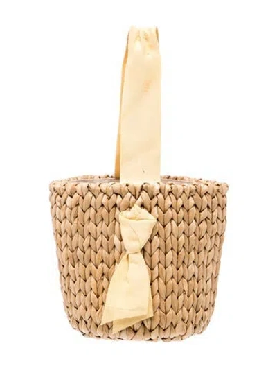 Pre-owned Pamela Munson Raffia Bucket Bag In Neutrals