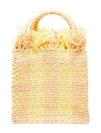Pre-owned Pamela Munson Raffia Check Mate Mini In Yellow