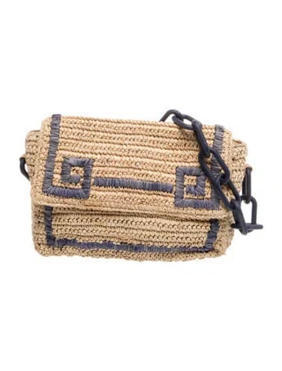 Pre-owned Pamela Munson Raffia Shoulder Bag In Neutral