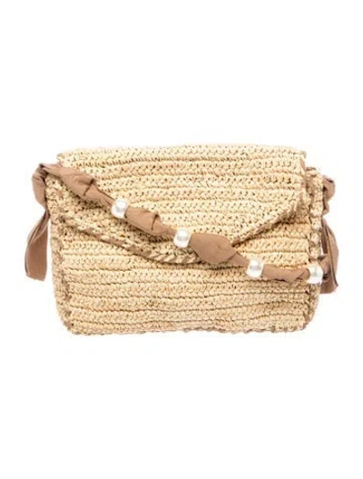 Pre-owned Pamela Munson Raffia Shoulder Bag In Neutral