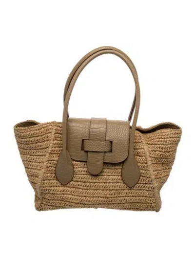 Pre-owned Pamela Munson Raffia Shoulder Bag In Neutrals