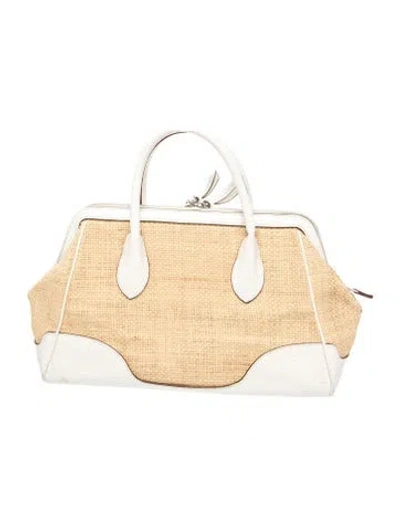 Pre-owned Pamela Munson Raffia Top Handle Bag In Neutral