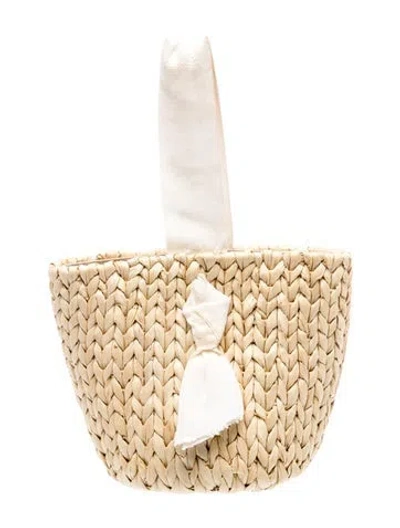 Pre-owned Pamela Munson Raffia Top Handle Bag In Neutral