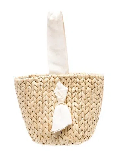 Pre-owned Pamela Munson Raffia Top Handle Bag In Neutral
