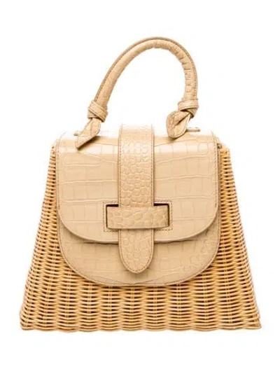 Pre-owned Pamela Munson Raffia Top Handle Bag In Neutrals
