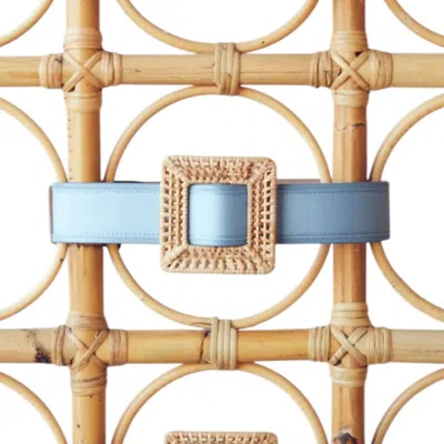 Pamela Munson Rattan Buckle Belt In Cornflower In Blue