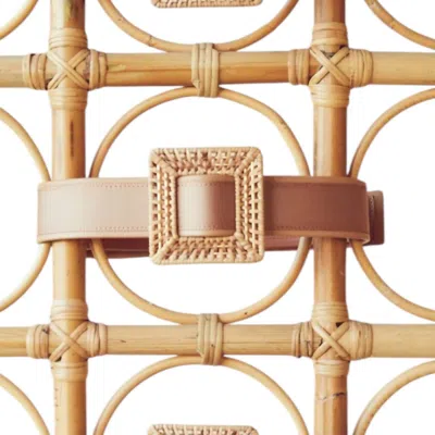 Pamela Munson Rattan Buckle Belt In Natural In White