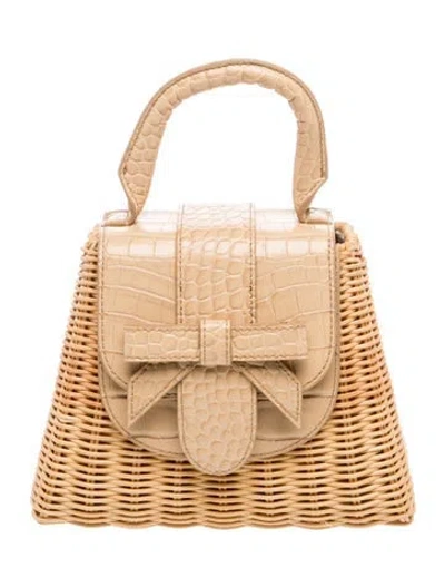 Pre-owned Pamela Munson Rattan Top Handle Bag In Neutrals