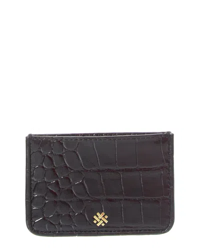 Pamela Munson Signature Calfskin Card Case In Black