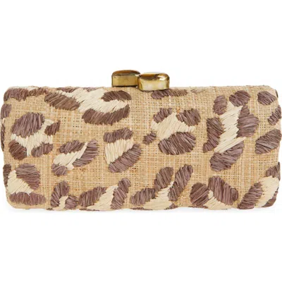 Pamela Munson Spotted Raffia Clutch In Brown