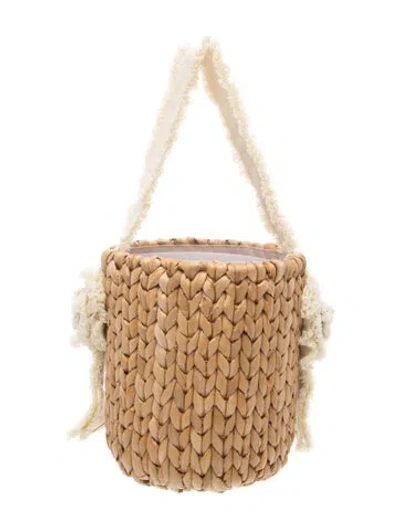 Pre-owned Pamela Munson Straw Bucket Bag In Brown