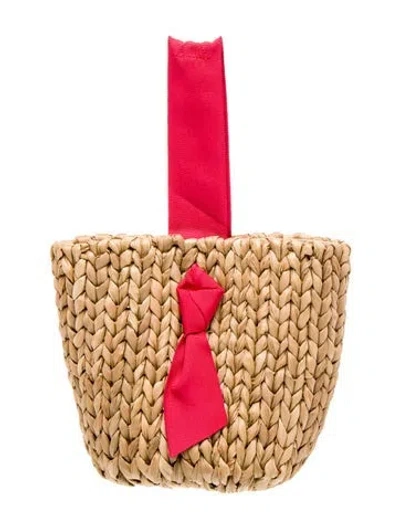 Pre-owned Pamela Munson Straw Bucket Bag In Neutral