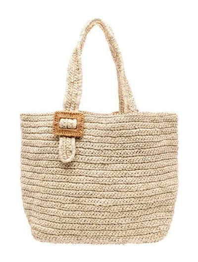 Pre-owned Pamela Munson Straw Bucket Bag In Neutrals