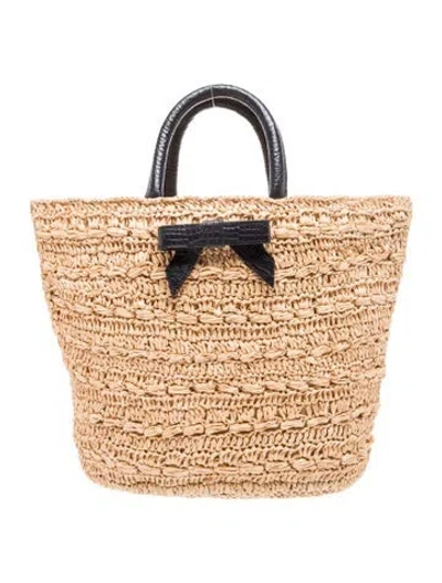 Pre-owned Pamela Munson Straw Bucket Bag In Neutrals