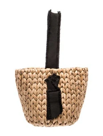 Pre-owned Pamela Munson Straw Bucket Bag In Neutrals