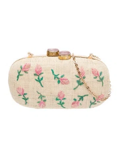 Pre-owned Pamela Munson Straw Clutch In Neutrals