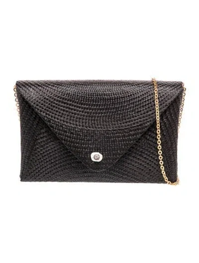 Pre-owned Pamela Munson Straw Crossbody Bag In Black