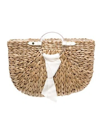 Pre-owned Pamela Munson Straw Top Handle Bag In Brown