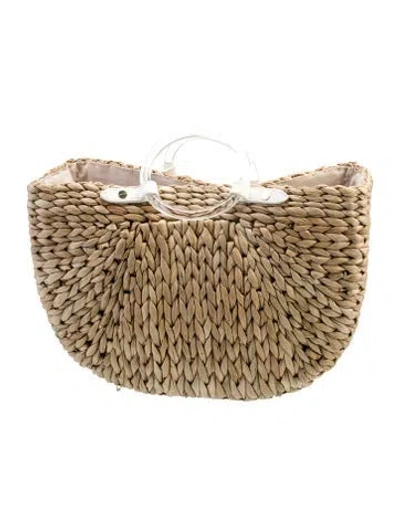 Pre-owned Pamela Munson Straw Top Handle Bag In Neutral