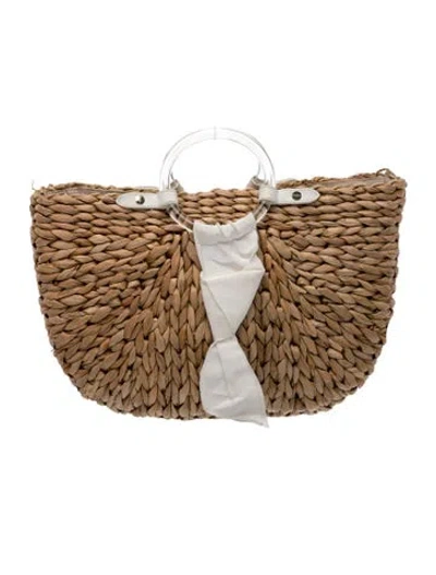 Pre-owned Pamela Munson Straw Top Handle Bag In Neutral