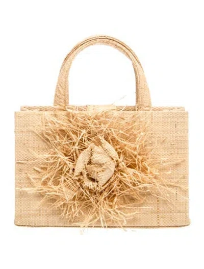 Pre-owned Pamela Munson Straw Top Handle Bag In Neutral
