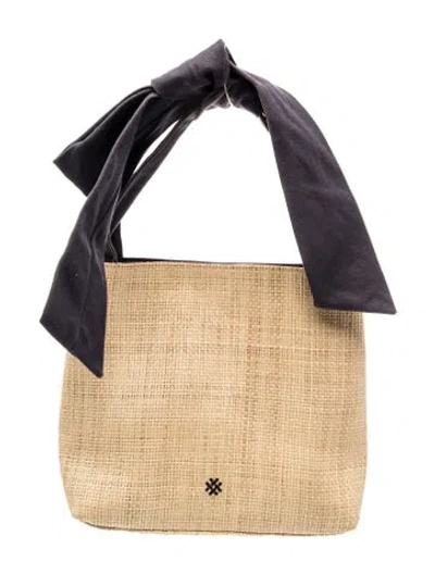 Pre-owned Pamela Munson Straw Top Handle Bag In Neutral