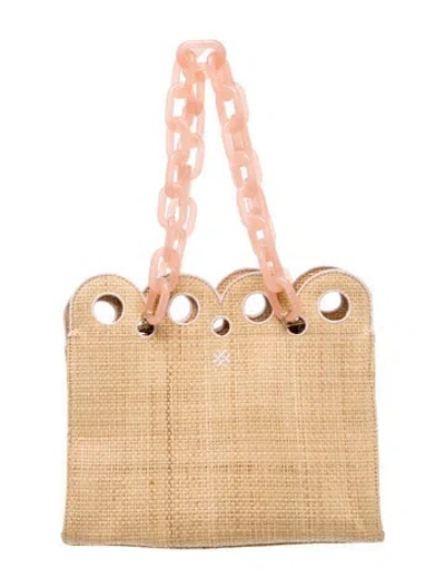 Pre-owned Pamela Munson Straw Top Handle Bag In Neutrals