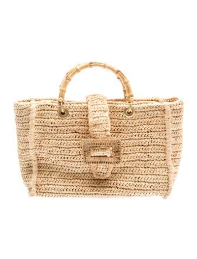 Pre-owned Pamela Munson Straw Top Handle Bag In Neutrals